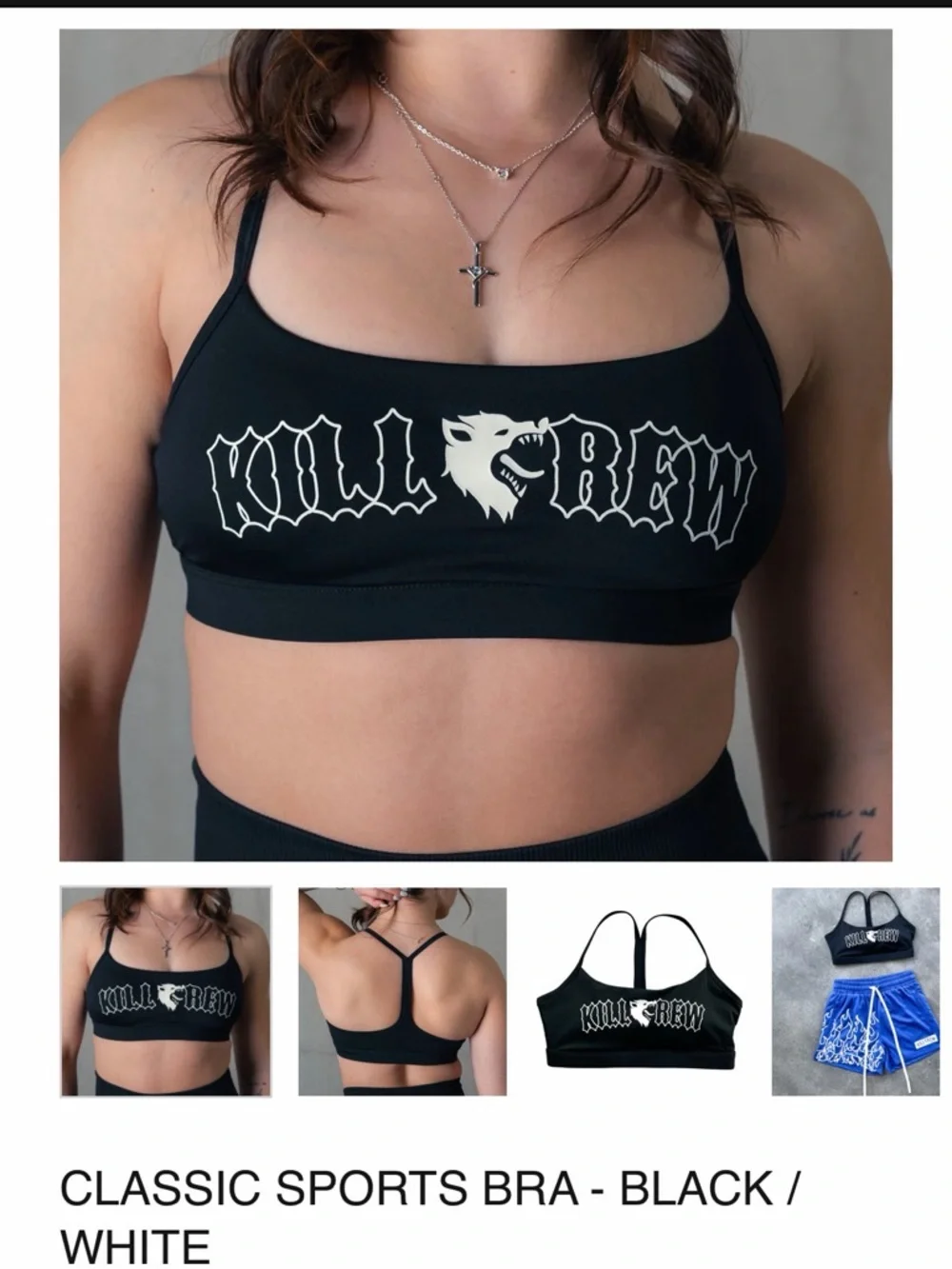 Kill Crew Black Sports Bralette with White Logo - Picture 3 of 3